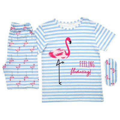 Πυτζάμα & Μάσκα Ύπνου/Flamingo Σιελ