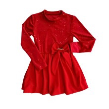 Φόρεμα με στρας  & Φιόγκος Κόκκινο