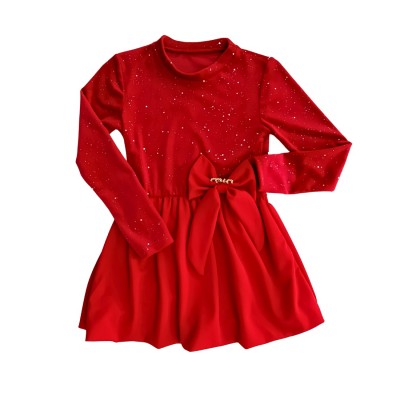 Φόρεμα με στρας  & Φιόγκος Κόκκινο