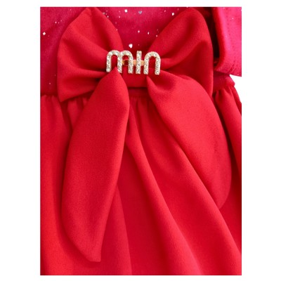 Φόρεμα με στρας  & Φιόγκος Κόκκινο