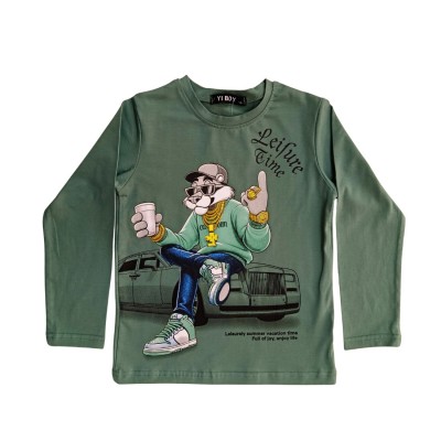 Μπλούζα Εποχιακή με σχέδιο Τίγρη/Πράσινο