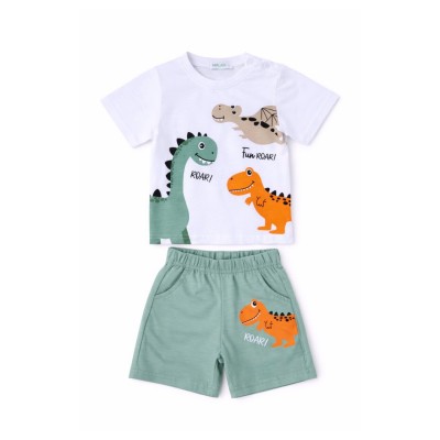 Σετ Μπλούζα & Βερμούδα/ Δεινόσαυρος Λευκό