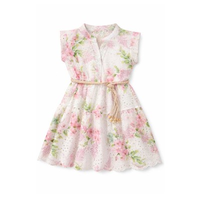 Φόρεμα με Ζώνη Κυπούρ/Λευκό