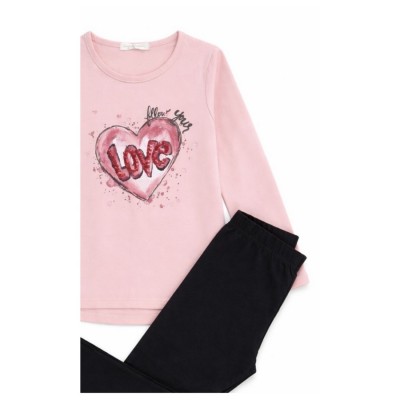 Σετ Μπλουζοφόρεμα & Κολάν/ LOVE Ροζ Σομόν