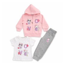 Σετ 3τμχ. Ζακέτα & Κολάν/ Love Kitty Ροζ