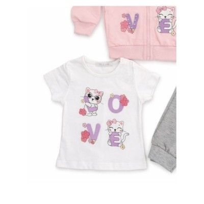 Σετ 3τμχ. Ζακέτα & Κολάν/ Love Kitty Ροζ