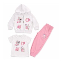 Σετ 3τμχ. Ζακέτα & Κολάν/ Love Kitty Λευκό