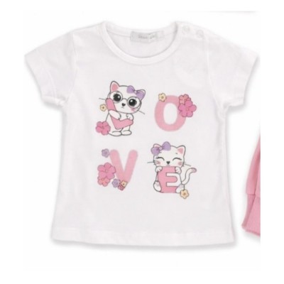 Σετ 3τμχ. Ζακέτα & Κολάν/ Love Kitty Λευκό