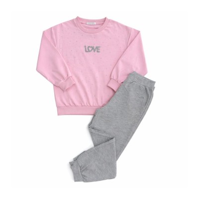 Σετ Φόρμας Εποχια΄κή Με Στρας / LOVE Ροζ