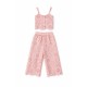 Σετ Crop Top & Παντελόνα Δαντέλα/Ροζ