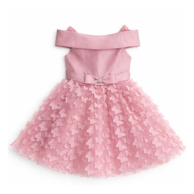 Φόρεμα με τούλι & 3D πεταλούδες/Ροζ/Σάπιο Μήλο