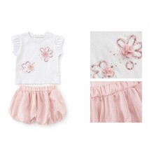 Σετ μπλούζα  & Σορτς balloon /Ανθάκι Ροζ