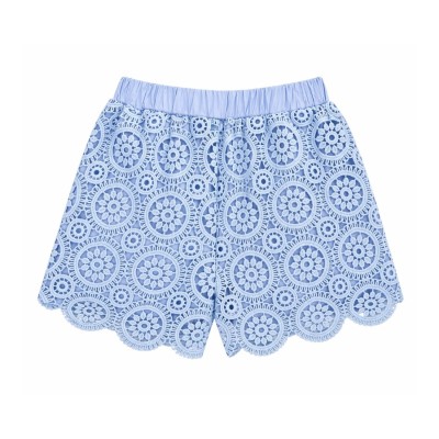 Σετ Crop Top & Σορτς Δαντέλα/Γαλάζιο