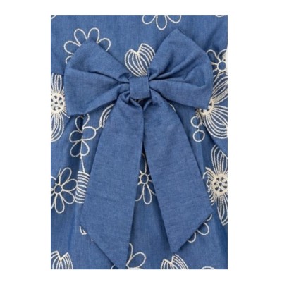 Φόρεμα με Κέντημα Λουλούδια και Φιόγκο /Denim