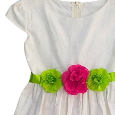 Φόρεμα με Ανάγλυφα σχέδια/Εκρού & Λουλούδια