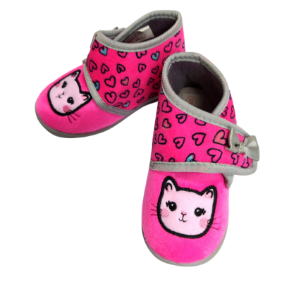 Παντοφλάκια Γατούλα Καρδούλες Φούξια