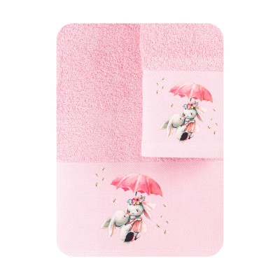 Σετ πετσέτες 2τμχ. Umbrella Ροζ