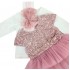 Σετ 3τμχ. Φόρεμα, Μπλούζα & Κορδέλα Ροζ-Εκρού