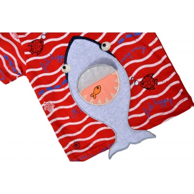 Σετ μπλούζα-καρχαρίας και βερμούδα Κόκκινο