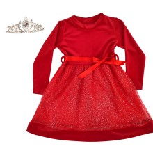 Φόρεμα βελουτέ με Φιόγκο & ΔΩΡΟ Στέμμα/Κόκκινο