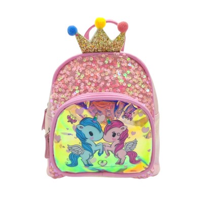 Τσάντα πλάτης με πούλιες/Crown Unicorn Ροζ