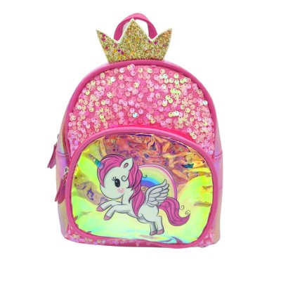 Τσάντα πλάτης με πούλιες/Crown Unicorn Φούξια