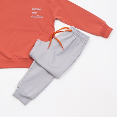 Σετ Εποχιακής Φόρμας με σχέδιο στην πλάτη/Break the routine πορτοκαλί