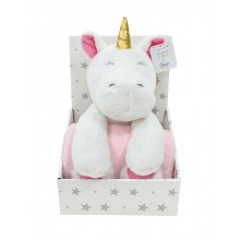 Σετ Δώρου 2τεμ. Λούτρινο Ζωάκι Unicorn & Κουβέρτα Fleece Ροζ