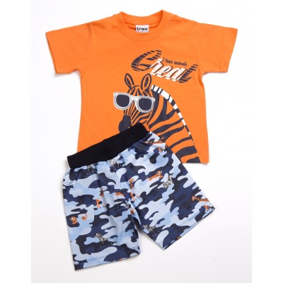 Σετ μπλούζα & βερμούδα/Zebra Πορτοκαλί