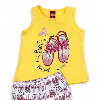 Σετ μπλούζα & σορτς/Sandals Κίτρινο