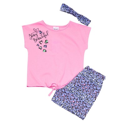 Σετ 3τμχ. Μπλούζα & Σορτς/Animal Print Ροζ