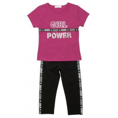 Μπλούζα & Κολάν/Girl Power Φούξια