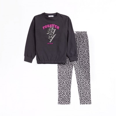 Μπλουζοφόρεμα & Κολάν/Animal Print Ανθρακί