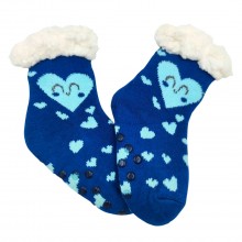 Κάλτσες με γούνα & Πατουσάκια/Καρδούλες Μπλε
