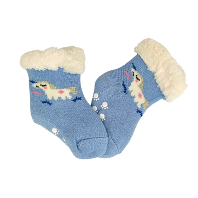 Κάλτσες με γούνα & πατουσάκια/Unicorn Γαλάζιο