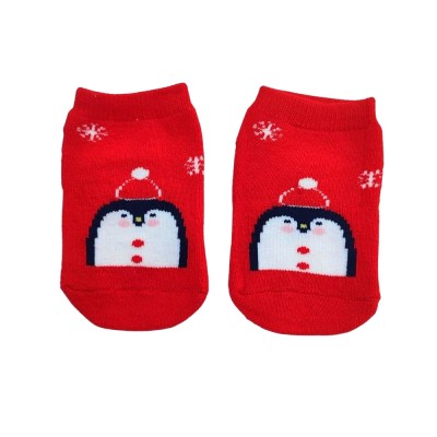 Χριστουγεννιάτικες Κάλτσες με πατουσάκια/Πιγκουίνος Κόκκινο