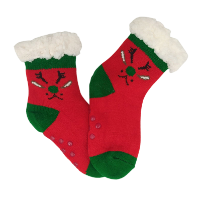 Χριστουγεννιάτικες Κάλτσες με γούνα & πατουσάκια/Τάρανδος (Μεγέθη: 32-35)