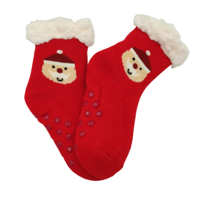 Χριστουγεννιάτικες Κάλτσες με γούνα & πατουσάκια/Άγιος Βασίλης Πολύχρωμο