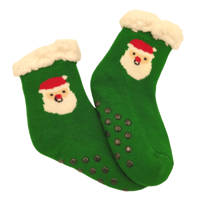 Χριστουγεννιάτικες Κάλτσες με γούνα & πατουσάκια/Άγιος Βασίλης (Μεγέθη: 32-35)