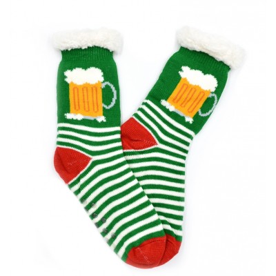 Χριστουγεννιάτικες Κάλτσες με γούνα & πατουσάκια ριγέ (Μεγέθη: 35-38,39-41)