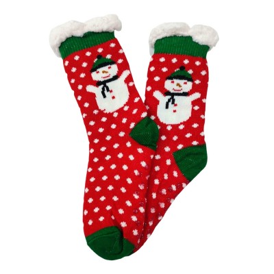 Χριστουγεννιάτικες Κάλτσες με γούνα & πατουσάκια/Snowman Κόκκινο