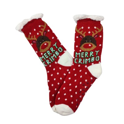 Χριστουγεννιάτικες Κάλτσες με γούνα & πατουσάκια/Τάρανδος Κόκκινο