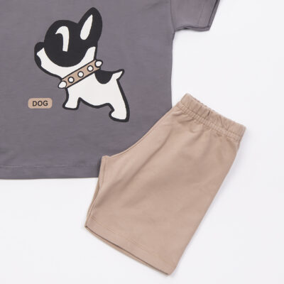 Σετ Μπλούζα & Βερμούδα/ Dog Ανθρακί