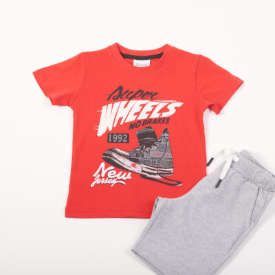 Σετ Μπλούζα & Βερμούδα/Super Wheels Κόκκινο