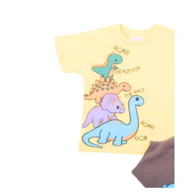 Σετ Μπλούζα & Βερμούδα/Δεινοσαυράκια Κίτρινο