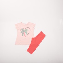 Σετ Μπλούζα & Κάπρι Κολάν/Paradise Island Πούδρα