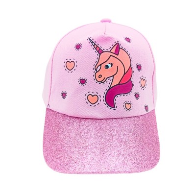Καπέλο Τζοκευ Unicorn & Καρδούλες ροζ