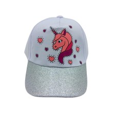 Καπέλο Τζοκευ Unicorn & Καρδούλες Λευκό
