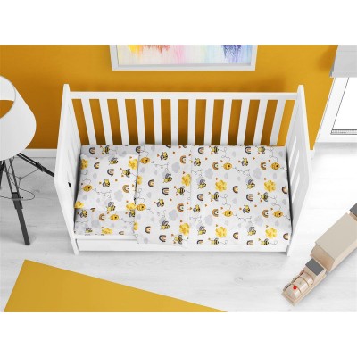 Σετ σεντόνια Κούνιας 3τμχ. Honey Bee Λευκό