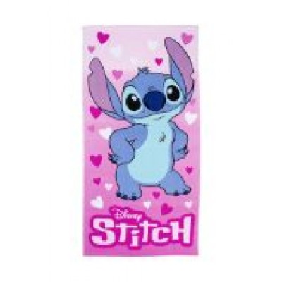Πετσέτα Θαλάσσης Stitch Kαρδιές Ροζ